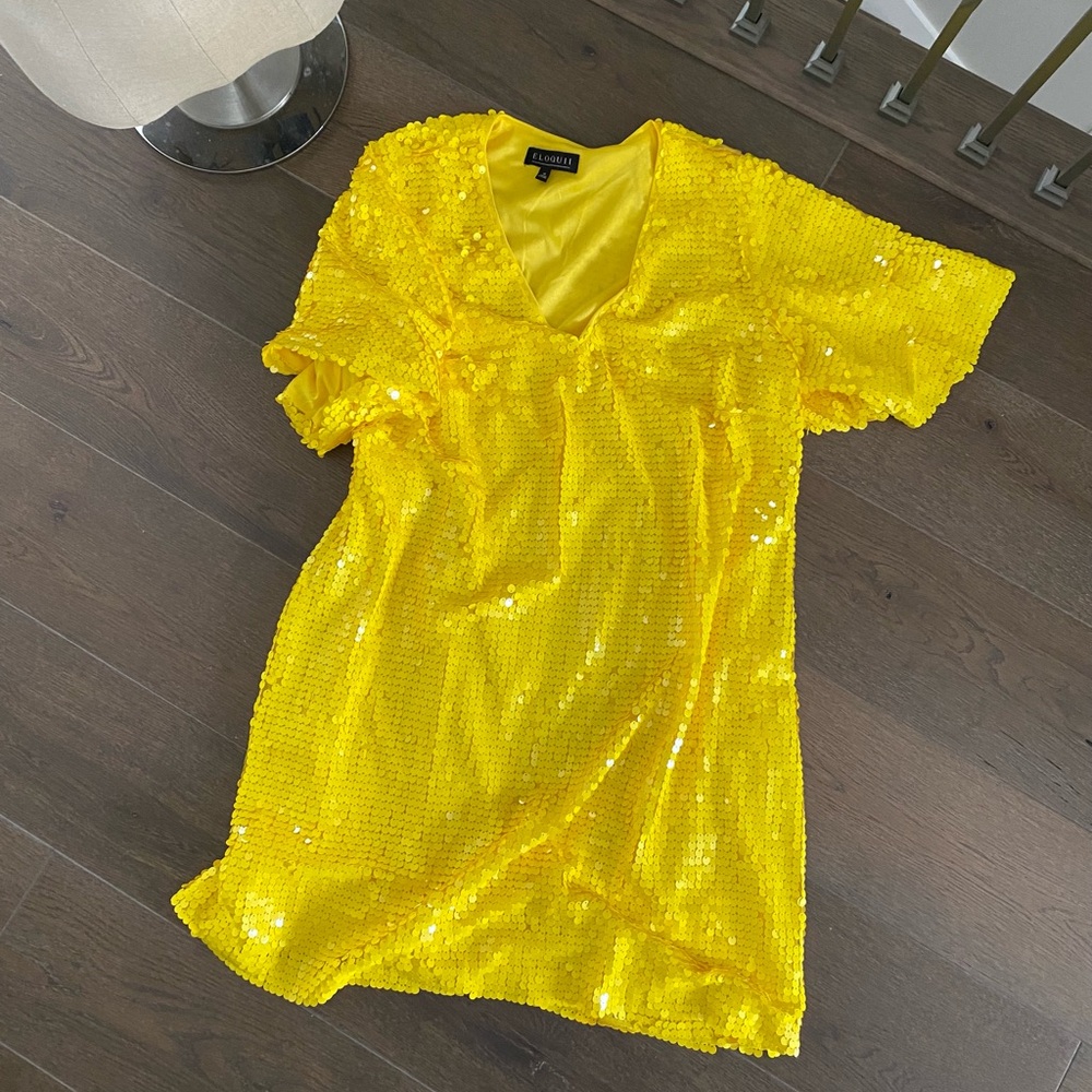 Eloquii Yellow Sequin Mini Dress